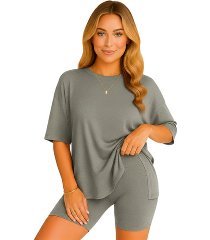 CozyFlex™ Soft Tee & Flattering Shorts Two-Piece Set