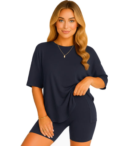 CozyFlex™ Soft Tee & Flattering Shorts Two-Piece Set