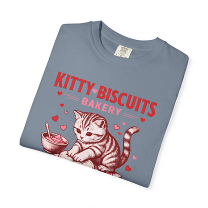Valentines Cat Comfort Colors Shirt Kitty Biscuits Bakery T-Shirt Funny Vday Cat Lover Tee Cute Kitten Baking Cookies Love Tshirt Girlfriend