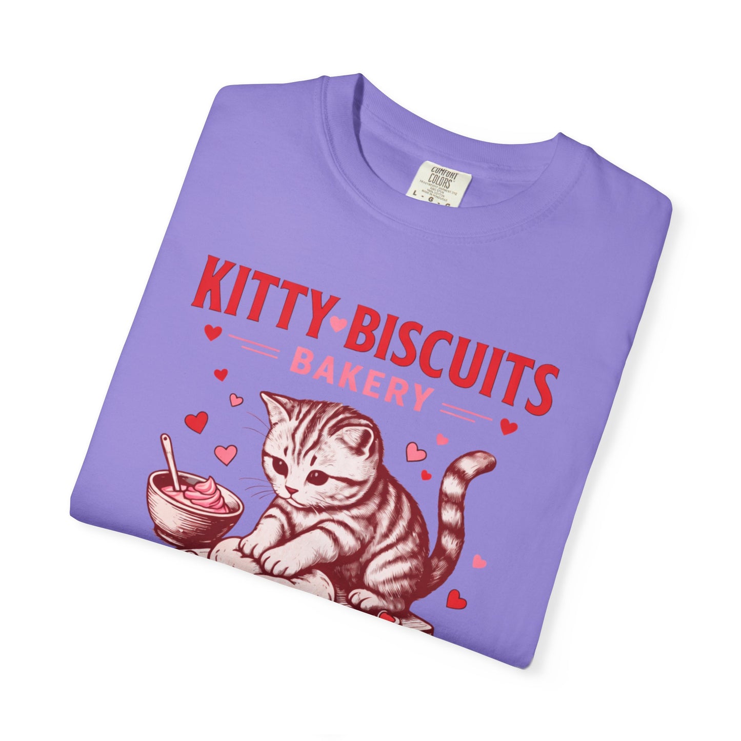 Valentines Cat Comfort Colors Shirt Kitty Biscuits Bakery T-Shirt Funny Vday Cat Lover Tee Cute Kitten Baking Cookies Love Tshirt Girlfriend