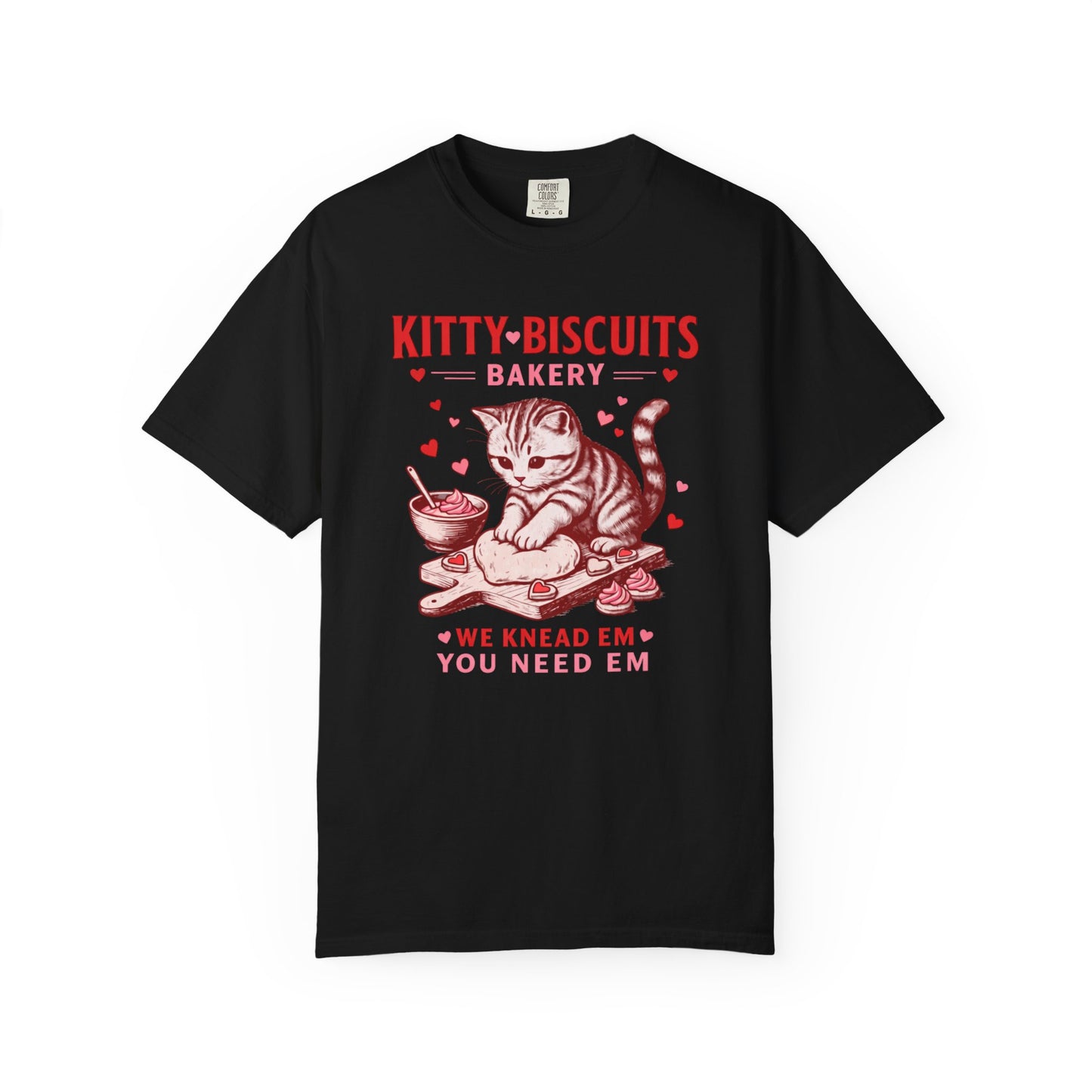Valentines Cat Comfort Colors Shirt Kitty Biscuits Bakery T-Shirt Funny Vday Cat Lover Tee Cute Kitten Baking Cookies Love Tshirt Girlfriend