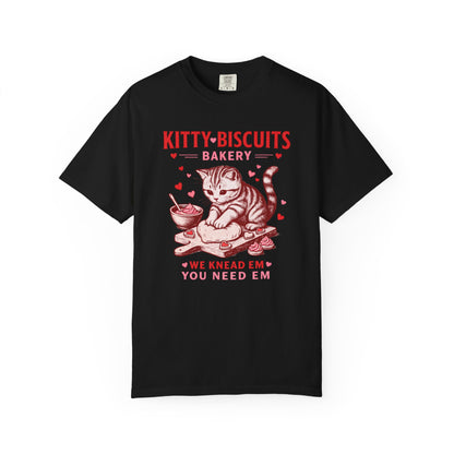 Valentines Cat Comfort Colors Shirt Kitty Biscuits Bakery T-Shirt Funny Vday Cat Lover Tee Cute Kitten Baking Cookies Love Tshirt Girlfriend