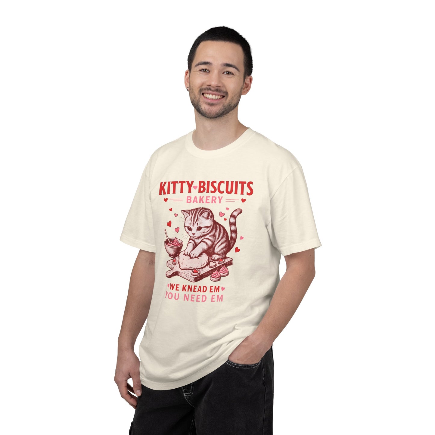 Valentines Cat Comfort Colors Shirt Kitty Biscuits Bakery T-Shirt Funny Vday Cat Lover Tee Cute Kitten Baking Cookies Love Tshirt Girlfriend