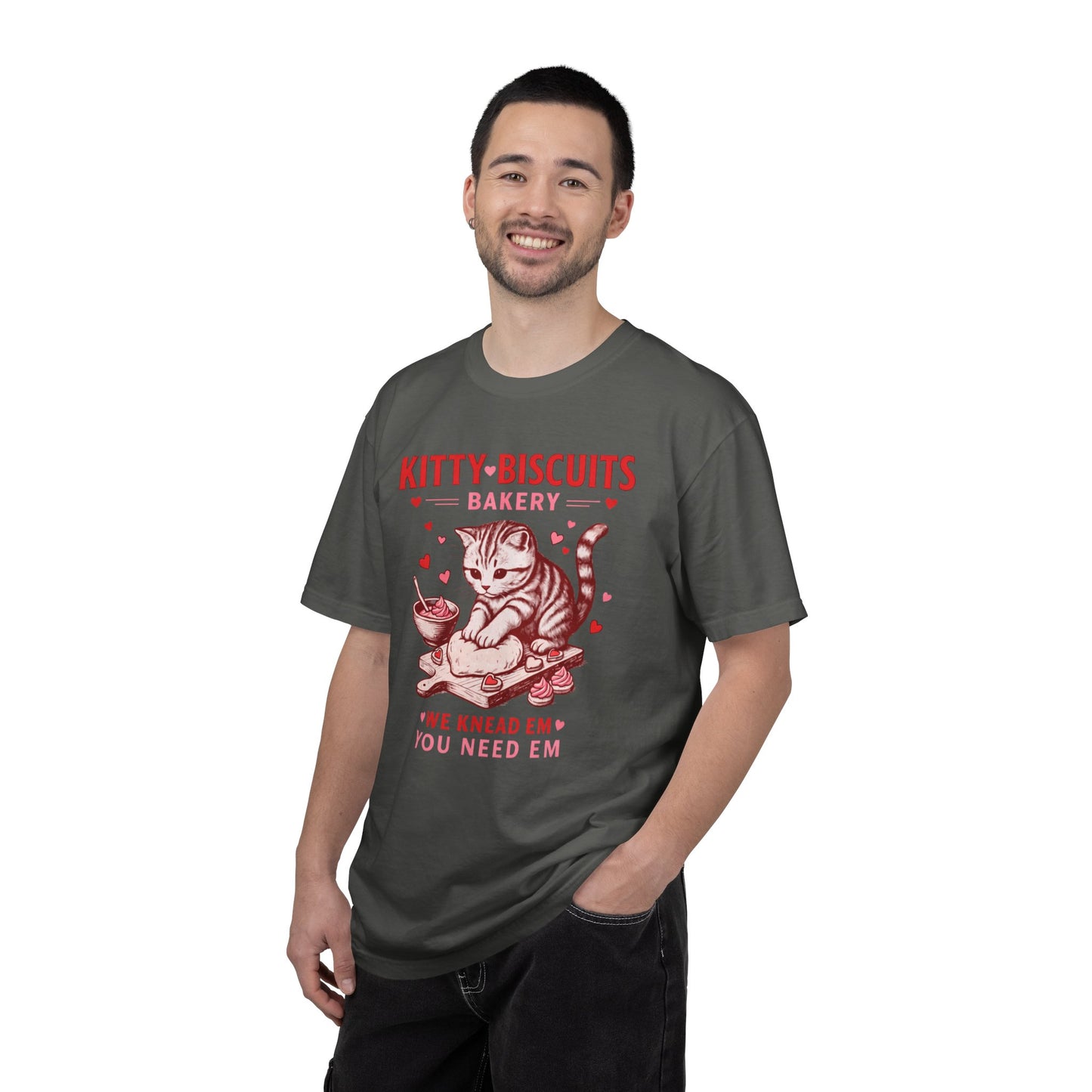 Valentines Cat Comfort Colors Shirt Kitty Biscuits Bakery T-Shirt Funny Vday Cat Lover Tee Cute Kitten Baking Cookies Love Tshirt Girlfriend