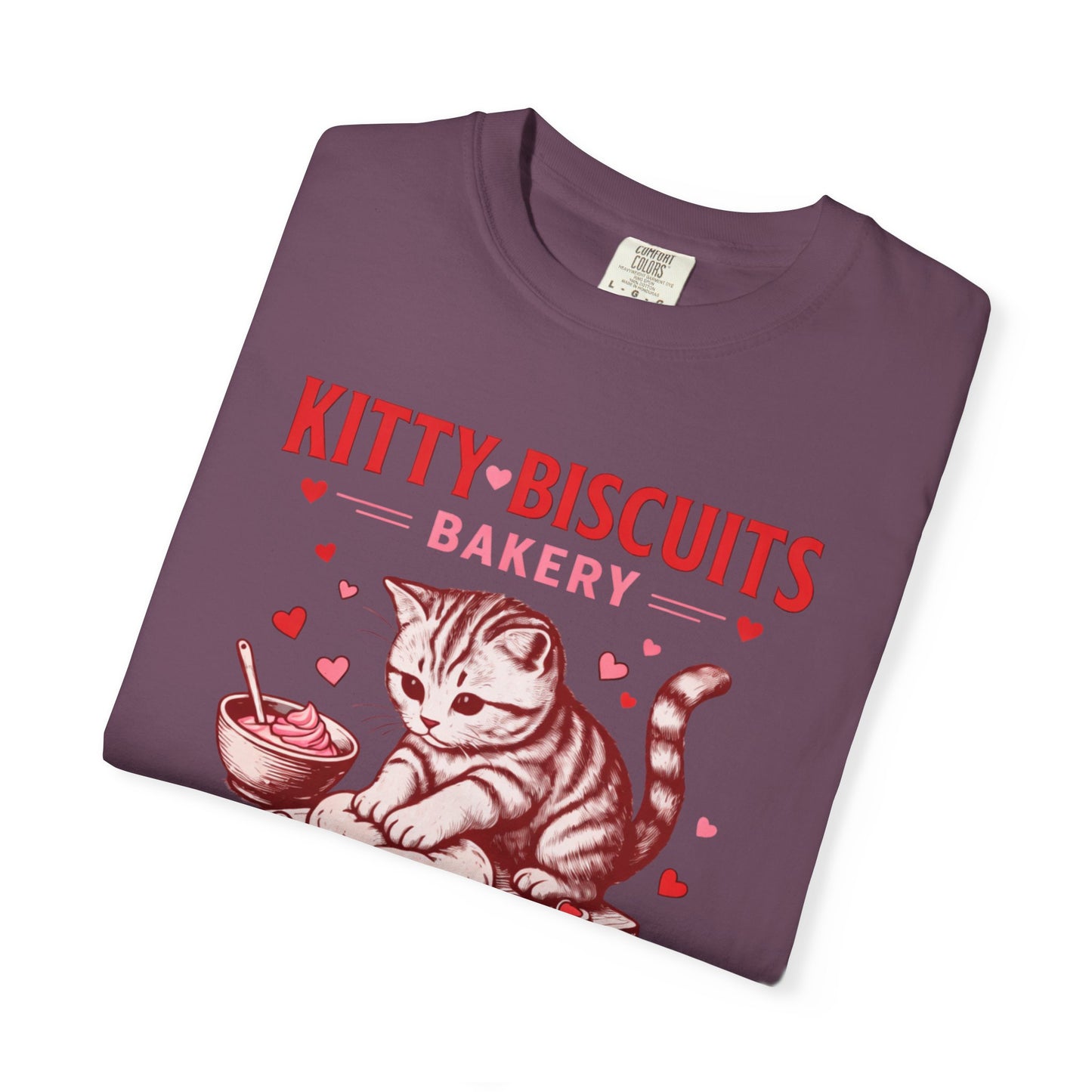 Valentines Cat Comfort Colors Shirt Kitty Biscuits Bakery T-Shirt Funny Vday Cat Lover Tee Cute Kitten Baking Cookies Love Tshirt Girlfriend