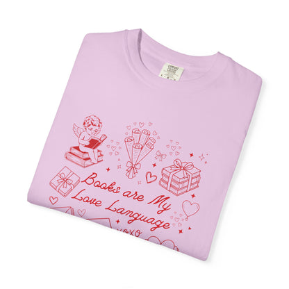 Book Valentines Day Comfort Colors Shirt All Booked For Valentine's Day Tshirt Reader Bookish Cupid T-shirt XOXO Heart Librarian Vday Idea