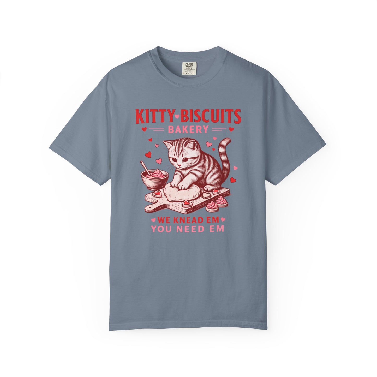 Valentines Cat Comfort Colors Shirt Kitty Biscuits Bakery T-Shirt Funny Vday Cat Lover Tee Cute Kitten Baking Cookies Love Tshirt Girlfriend
