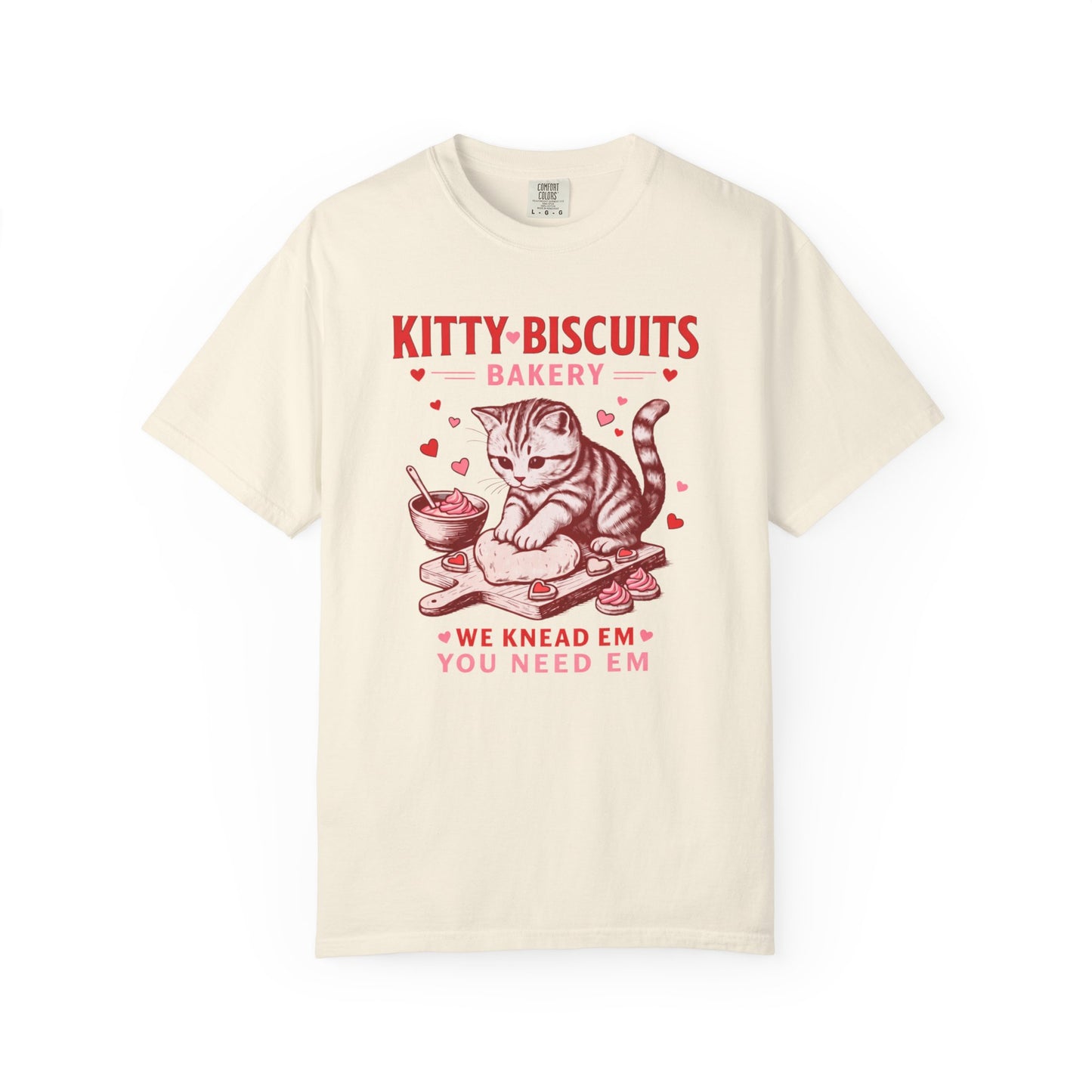 Valentines Cat Comfort Colors Shirt Kitty Biscuits Bakery T-Shirt Funny Vday Cat Lover Tee Cute Kitten Baking Cookies Love Tshirt Girlfriend