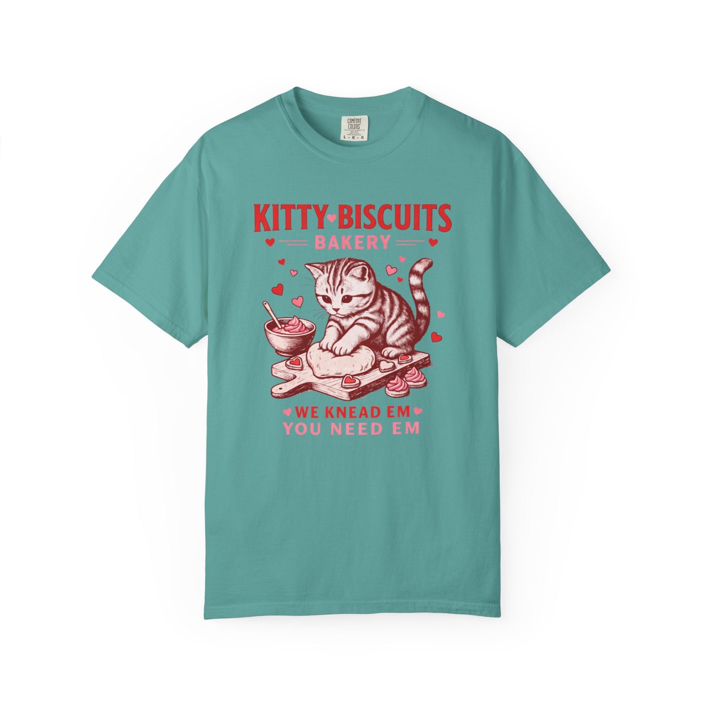 Valentines Cat Comfort Colors Shirt Kitty Biscuits Bakery T-Shirt Funny Vday Cat Lover Tee Cute Kitten Baking Cookies Love Tshirt Girlfriend