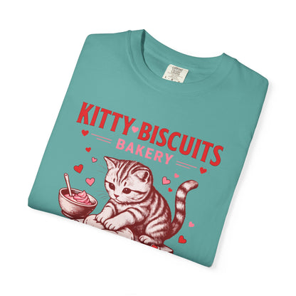 Valentines Cat Comfort Colors Shirt Kitty Biscuits Bakery T-Shirt Funny Vday Cat Lover Tee Cute Kitten Baking Cookies Love Tshirt Girlfriend