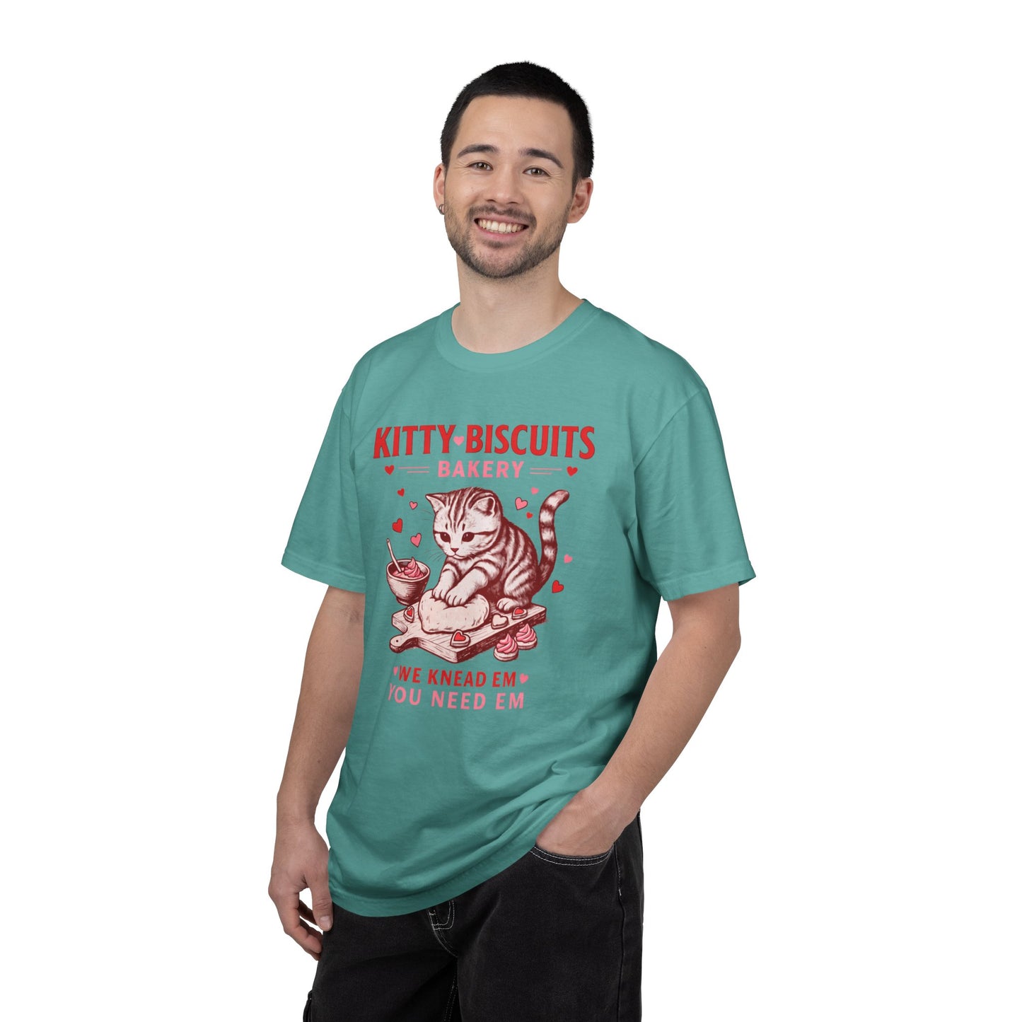 Valentines Cat Comfort Colors Shirt Kitty Biscuits Bakery T-Shirt Funny Vday Cat Lover Tee Cute Kitten Baking Cookies Love Tshirt Girlfriend