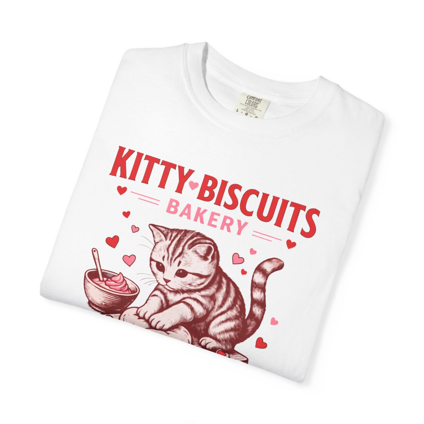 Valentines Cat Comfort Colors Shirt Kitty Biscuits Bakery T-Shirt Funny Vday Cat Lover Tee Cute Kitten Baking Cookies Love Tshirt Girlfriend
