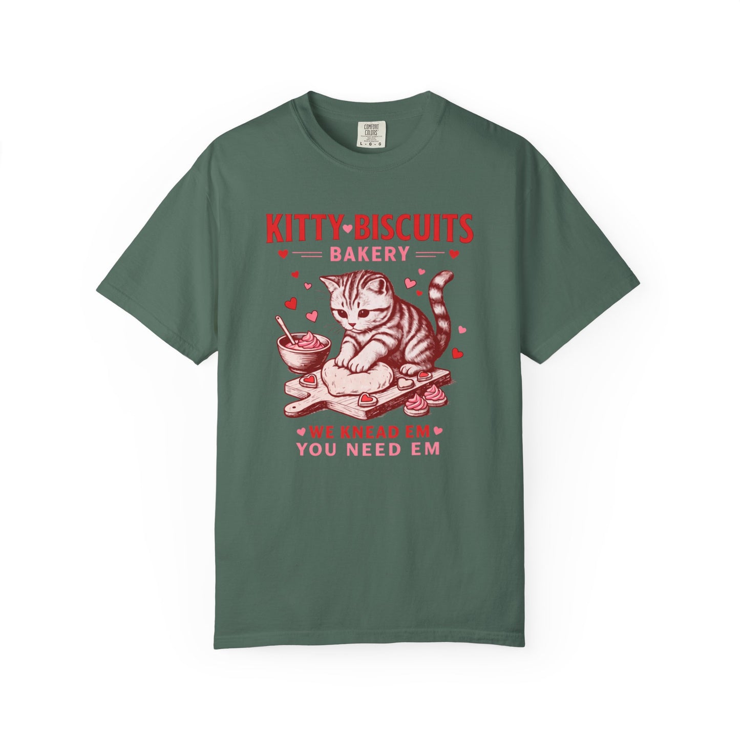 Valentines Cat Comfort Colors Shirt Kitty Biscuits Bakery T-Shirt Funny Vday Cat Lover Tee Cute Kitten Baking Cookies Love Tshirt Girlfriend