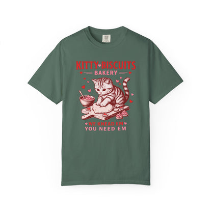 Valentines Cat Comfort Colors Shirt Kitty Biscuits Bakery T-Shirt Funny Vday Cat Lover Tee Cute Kitten Baking Cookies Love Tshirt Girlfriend