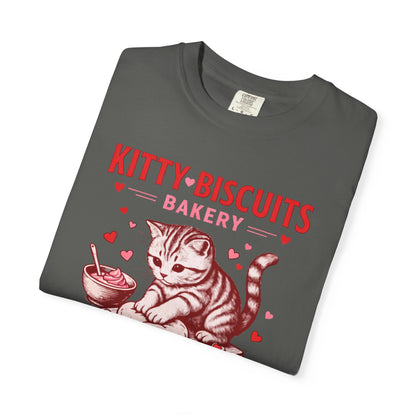 Valentines Cat Comfort Colors Shirt Kitty Biscuits Bakery T-Shirt Funny Vday Cat Lover Tee Cute Kitten Baking Cookies Love Tshirt Girlfriend