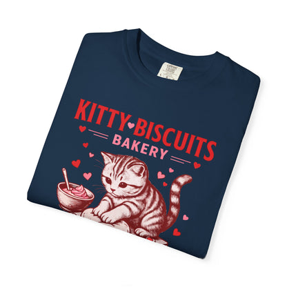 Valentines Cat Comfort Colors Shirt Kitty Biscuits Bakery T-Shirt Funny Vday Cat Lover Tee Cute Kitten Baking Cookies Love Tshirt Girlfriend
