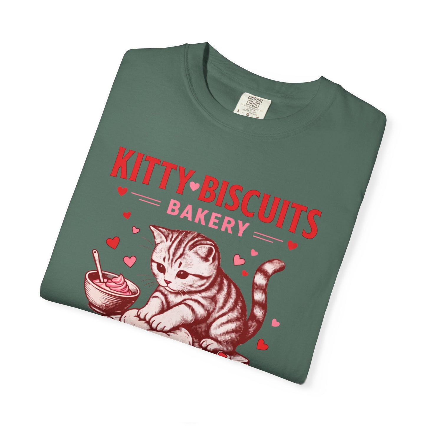 Valentines Cat Comfort Colors Shirt Kitty Biscuits Bakery T-Shirt Funny Vday Cat Lover Tee Cute Kitten Baking Cookies Love Tshirt Girlfriend