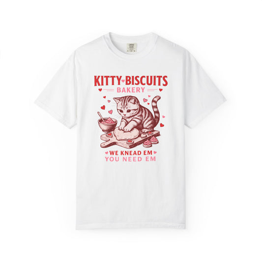 Valentines Cat Comfort Colors Shirt Kitty Biscuits Bakery T-Shirt Funny Vday Cat Lover Tee Cute Kitten Baking Cookies Love Tshirt Girlfriend