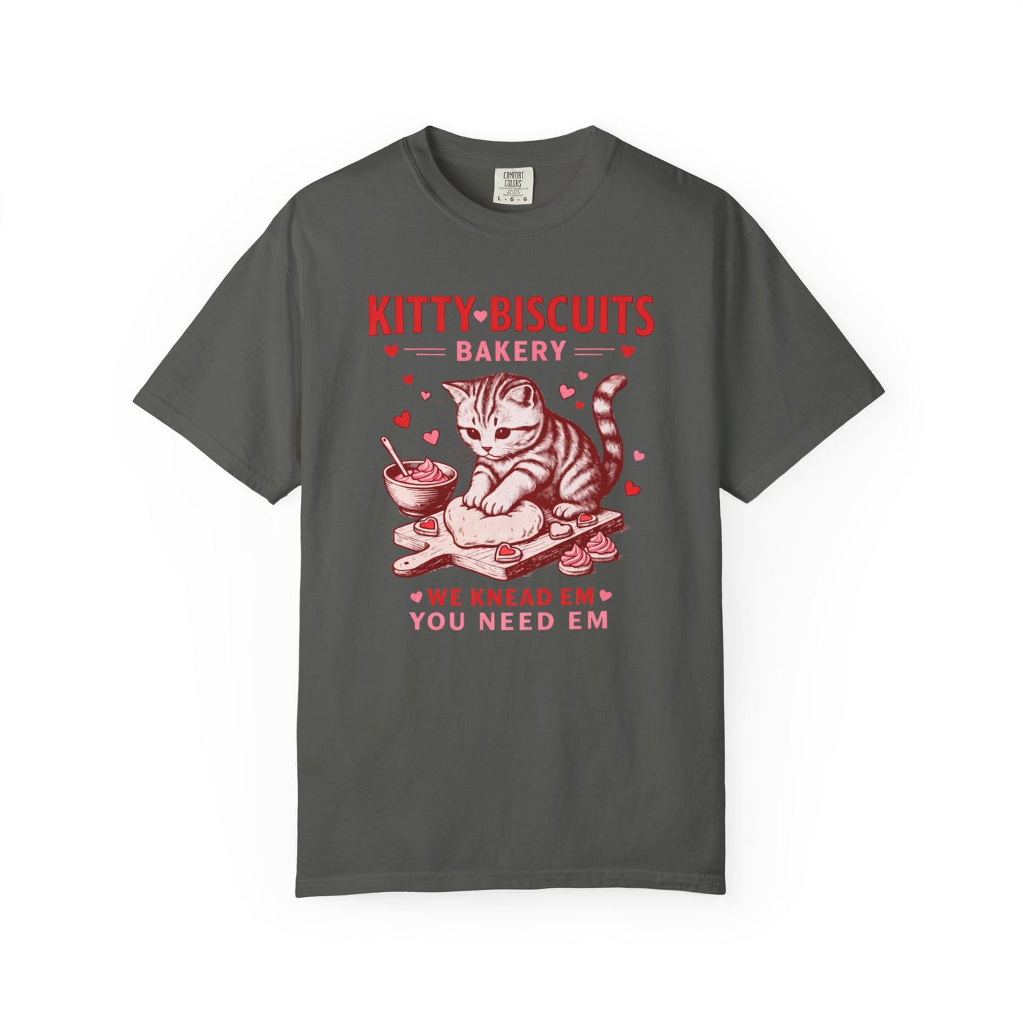 Valentines Cat Comfort Colors Shirt Kitty Biscuits Bakery T-Shirt Funny Vday Cat Lover Tee Cute Kitten Baking Cookies Love Tshirt Girlfriend