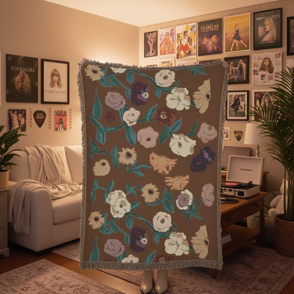 Floral Piano Surprise Song Woven Blanket - 2025 Concert Memory Keepsake