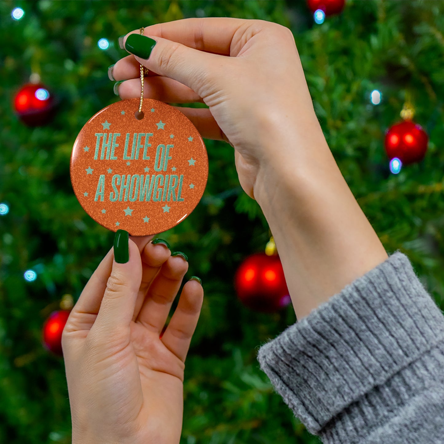 Show Girl Music Glitter Ceramic Ornament