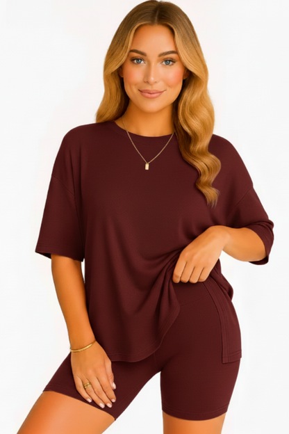 CozyFlex™ Soft Tee & Flattering Shorts Two-Piece Set