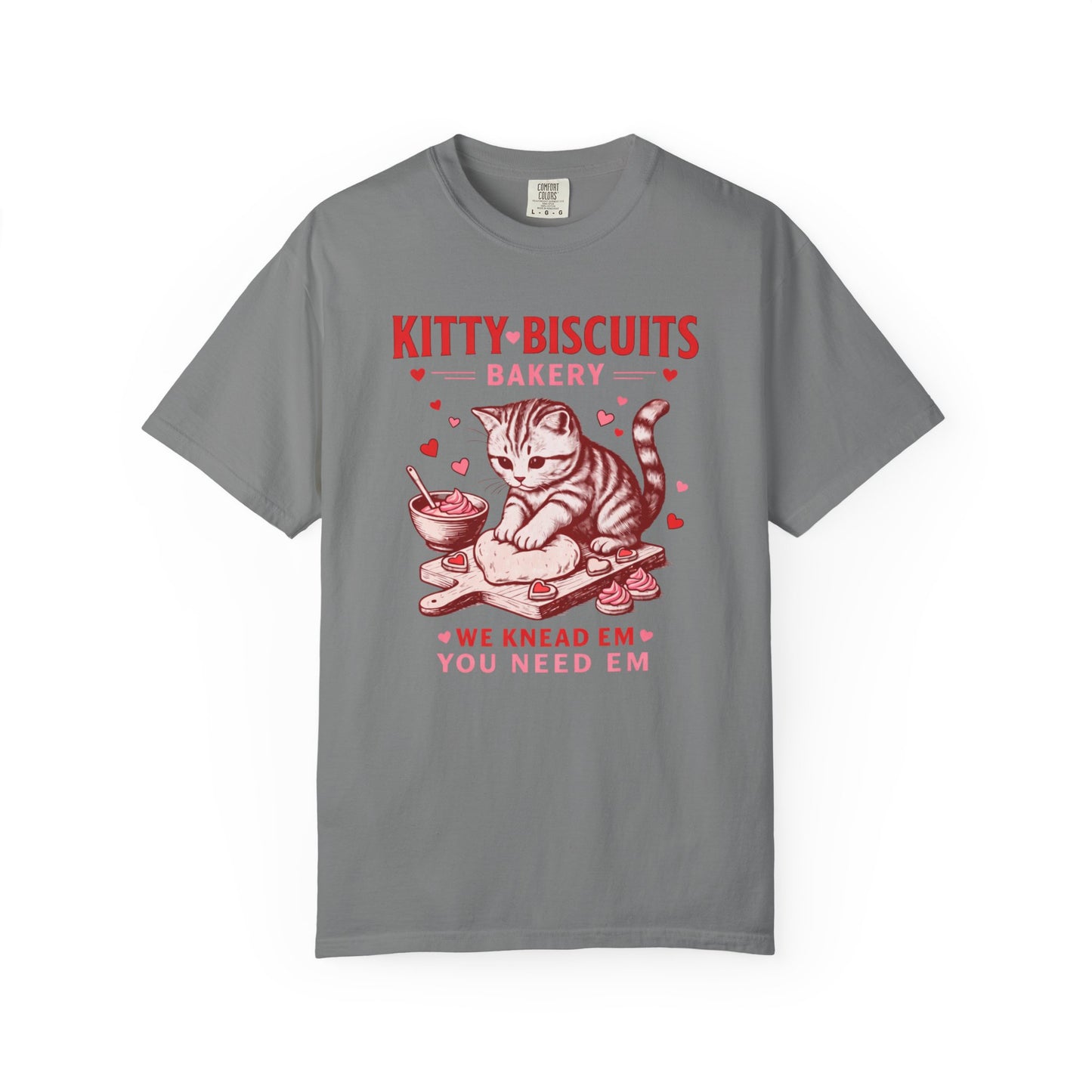Valentines Cat Comfort Colors Shirt Kitty Biscuits Bakery T-Shirt Funny Vday Cat Lover Tee Cute Kitten Baking Cookies Love Tshirt Girlfriend