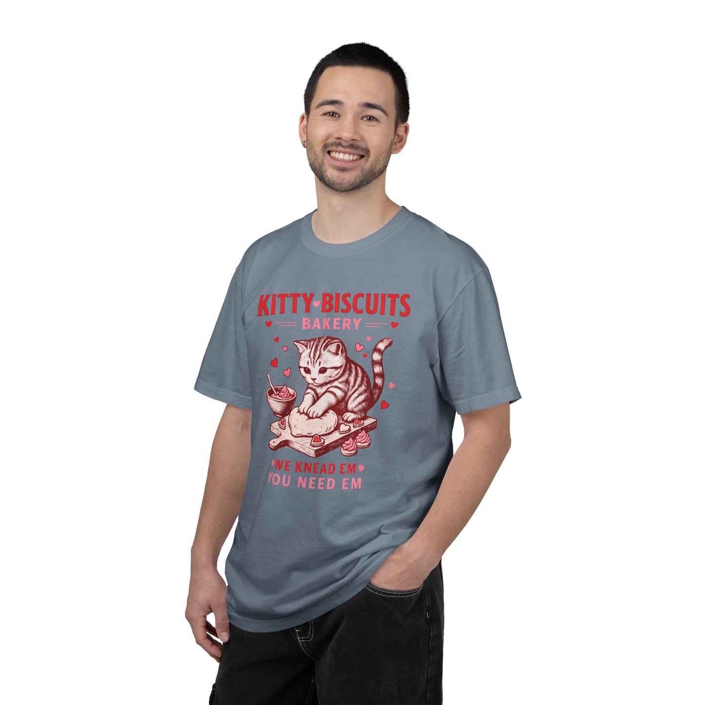 Valentines Cat Comfort Colors Shirt Kitty Biscuits Bakery T-Shirt Funny Vday Cat Lover Tee Cute Kitten Baking Cookies Love Tshirt Girlfriend