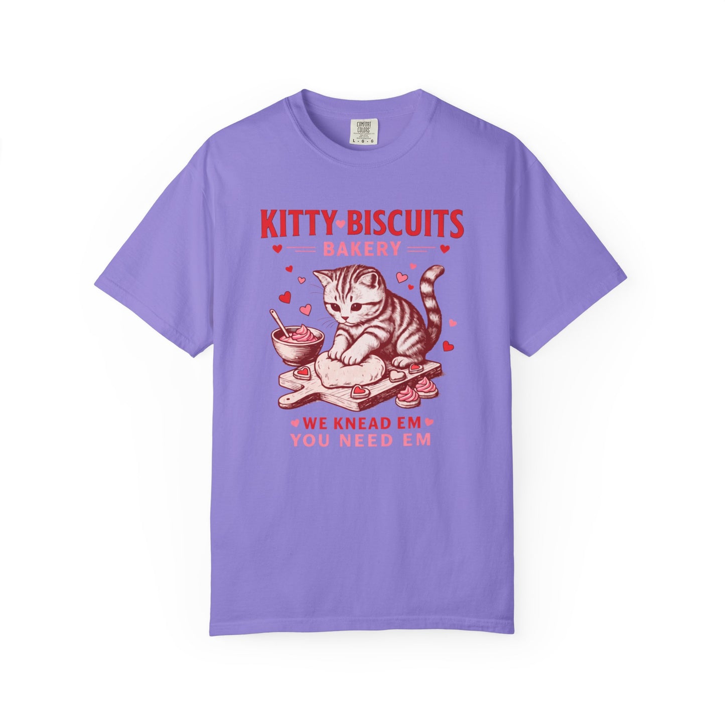 Valentines Cat Comfort Colors Shirt Kitty Biscuits Bakery T-Shirt Funny Vday Cat Lover Tee Cute Kitten Baking Cookies Love Tshirt Girlfriend