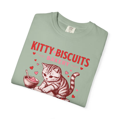 Valentines Cat Comfort Colors Shirt Kitty Biscuits Bakery T-Shirt Funny Vday Cat Lover Tee Cute Kitten Baking Cookies Love Tshirt Girlfriend