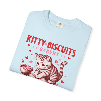 Valentines Cat Comfort Colors Shirt Kitty Biscuits Bakery T-Shirt Funny Vday Cat Lover Tee Cute Kitten Baking Cookies Love Tshirt Girlfriend