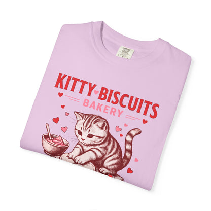 Valentines Cat Comfort Colors Shirt Kitty Biscuits Bakery T-Shirt Funny Vday Cat Lover Tee Cute Kitten Baking Cookies Love Tshirt Girlfriend