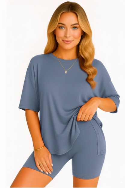 CozyFlex™ Soft Tee & Flattering Shorts Two-Piece Set