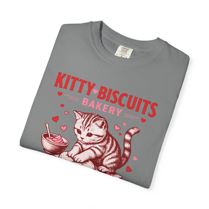 Valentines Cat Comfort Colors Shirt Kitty Biscuits Bakery T-Shirt Funny Vday Cat Lover Tee Cute Kitten Baking Cookies Love Tshirt Girlfriend