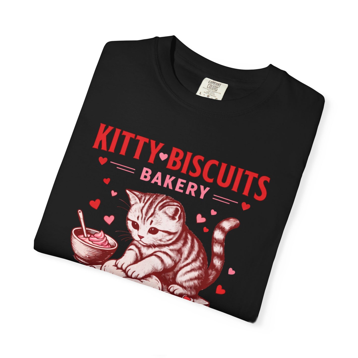 Valentines Cat Comfort Colors Shirt Kitty Biscuits Bakery T-Shirt Funny Vday Cat Lover Tee Cute Kitten Baking Cookies Love Tshirt Girlfriend