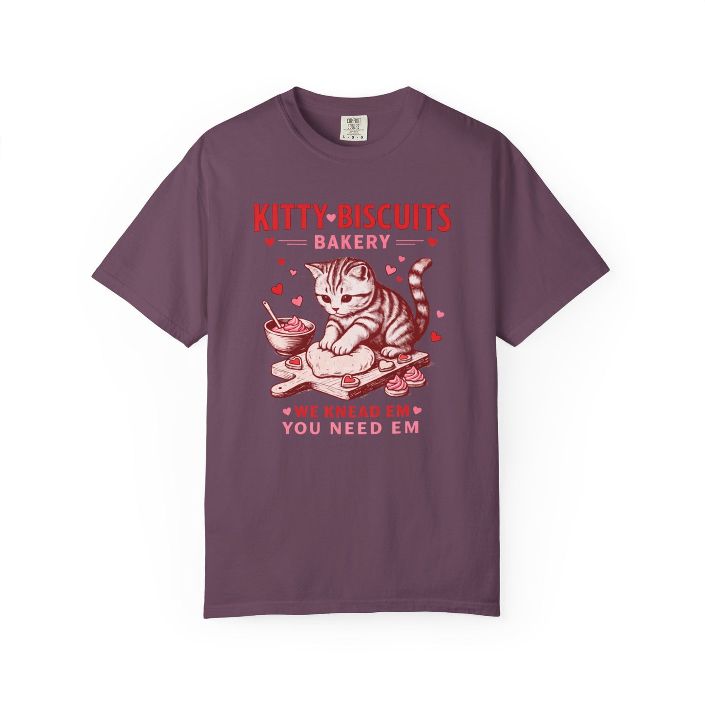 Valentines Cat Comfort Colors Shirt Kitty Biscuits Bakery T-Shirt Funny Vday Cat Lover Tee Cute Kitten Baking Cookies Love Tshirt Girlfriend