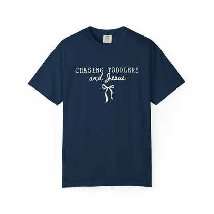 Chasing Toddlers and Jesus - Comfort Colors Christian Mama Tshirt