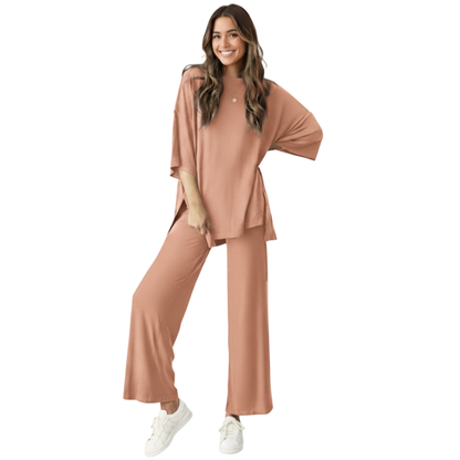 CozyFlex™ Soft Tee & Flattering Pants Two-Piece Set