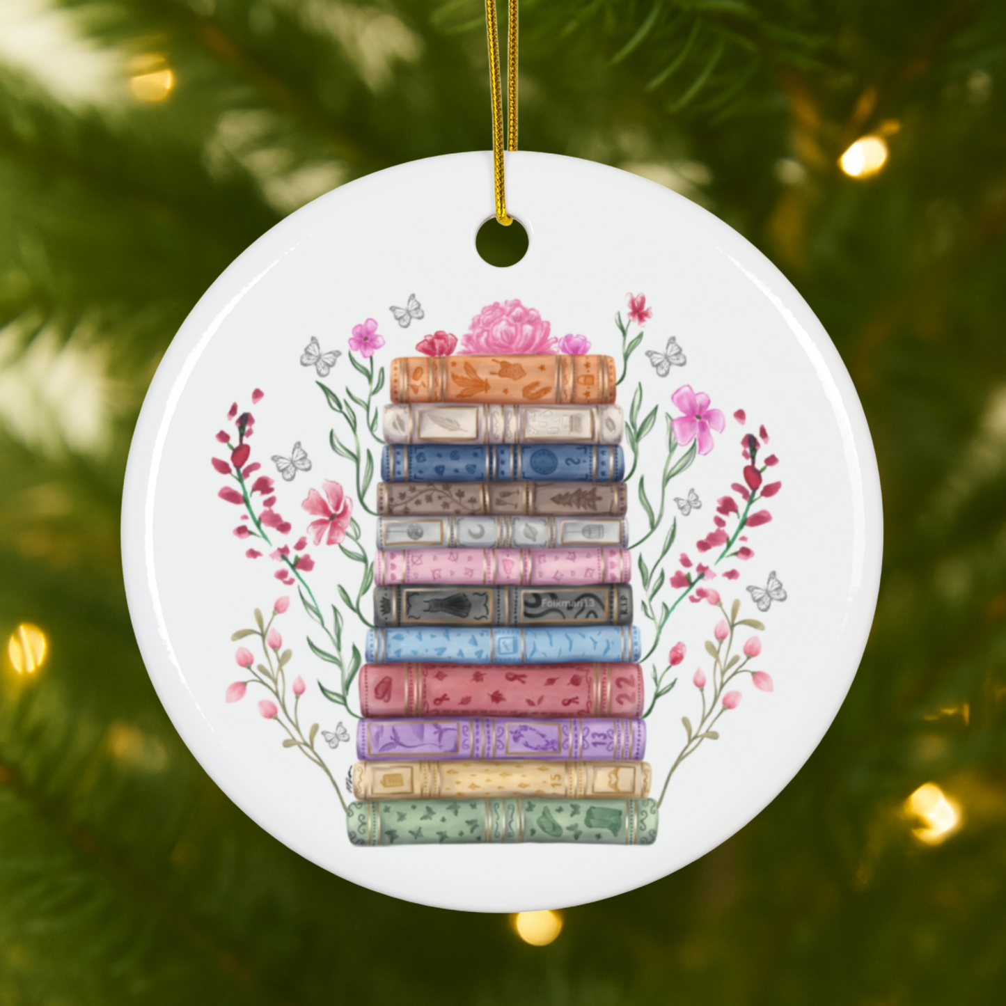 Era Book Title Floral Christmas Ornament
