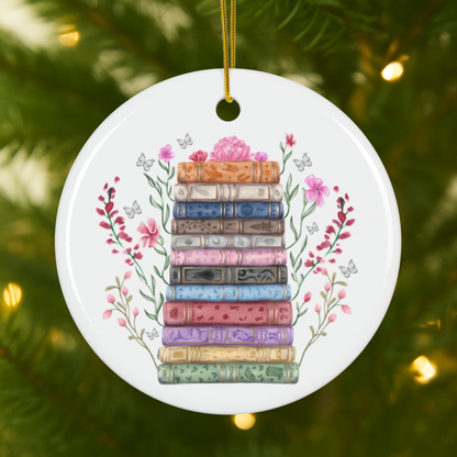 Era Book Title Floral Christmas Ornament
