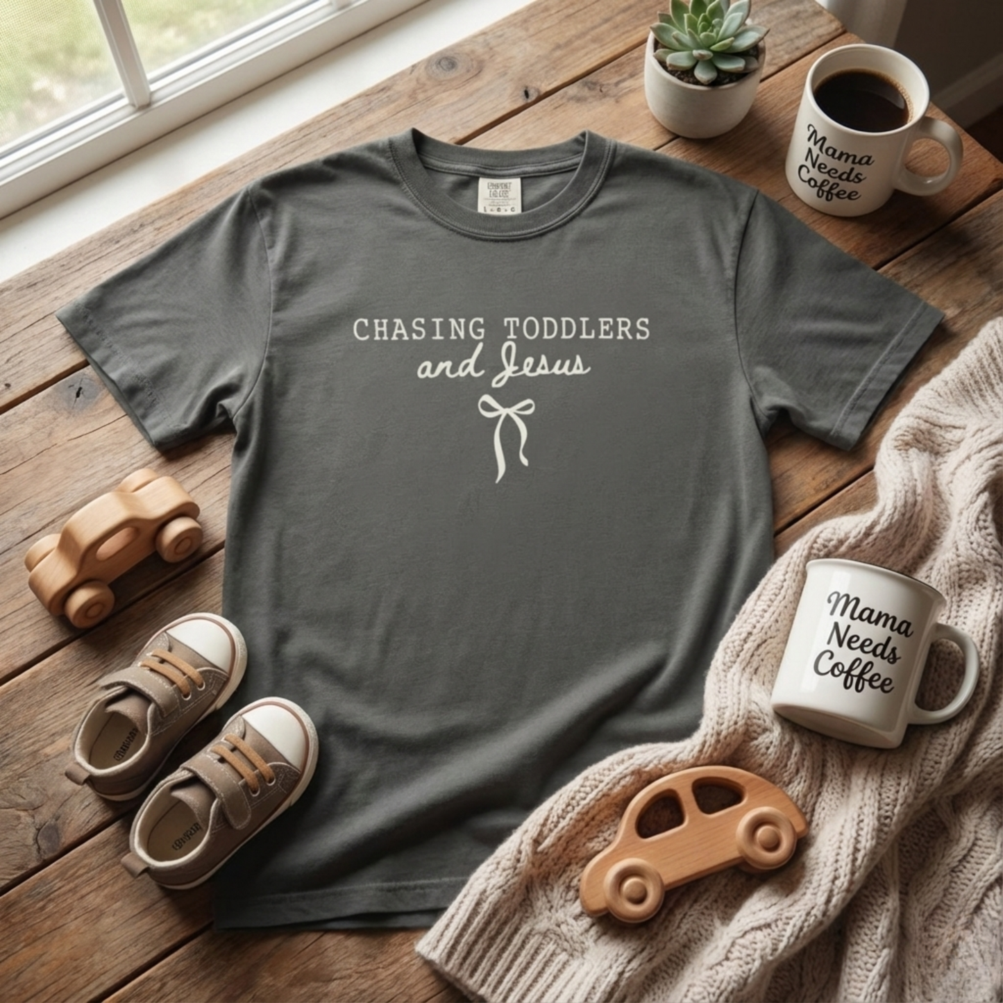 Chasing Toddlers and Jesus - Comfort Colors Christian Mama Tshirt