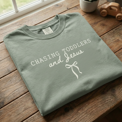Chasing Toddlers and Jesus - Comfort Colors Christian Mama Tshirt